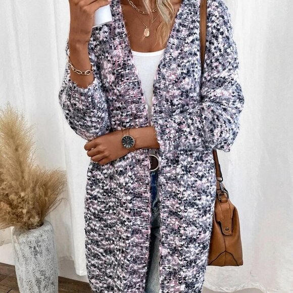 Marled Knit Duster knit sweater Cardigan - Picture 3 of 7